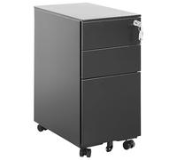 Beliani Caisson de Rangement Moderne pour Bureau à 3 Tiroirs Serrure à Clé roulettes Métal Noir Bolsena