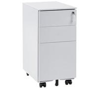 Beliani Caisson Moderne en Métal à roulettes pour Bureau 3 Tiroirs Serrure à Clé Gris Clair Bolsena