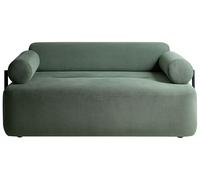 Beliani Canapé 2 Places avec Accoudoirs Ronds Éléments Souples Noirs Tissu Hydrofuge Moderne Vert Clair Elva