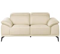 Beliani Canapé 2 Places Moderne en Simili Cuir Écologique avec Appuie-tête Réglable et Pieds Métalliques Beige Vejen