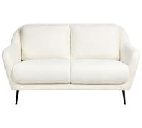 Beliani Canapé 2 Places Moderne en Tissu Chenille Pieds en Fer Noir avec Accoudoirs et Assise Épaisse Blanc Eiby