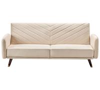 Beliani - Canapé 3 Places Convertible - Senja - Velours, Beige