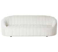 Beliani Canapé 3 Places Coquillage en Velours Blanc Cassé Assise Profilée Style Rétro Malung