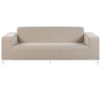 Beliani Canapé 3 Places de Jardin pour Intérieur ou Extérieur en Tissu Beige Assise Confortable et Élégance Intemporelle