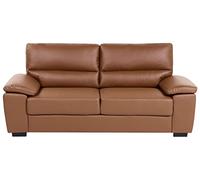 Beliani Canapé 3 Places en Cuir PU Marron Foncé à Assise et Accoudoirs Rembourrés Vogar