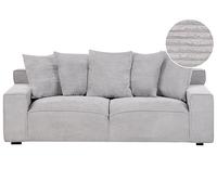 Beliani Canapé 3 Places en Velours Côtelé Gris Clair Rembourrage Épais en Mousse Ultra Confortable Idéal pour Salon Moderne et Industriel