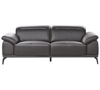 Beliani Canapé 3 Places Moderne en Simili Cuir Écologique avec Appuie-tête Réglable et Pieds Métalliques Noir Vejen