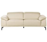 Beliani Canapé 3 Places Moderne en Simili Cuir Écologique avec Appuie-tête Réglable et Pieds Métalliques Beige Vejen