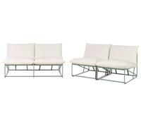 Beliani Canapé avec 2 Fauteuils Métal Assise Large avec Coussins d'Assise et Dossier Mobilier Intérieur et Extérieur sans Accoudoirs Jardin Vert Pico