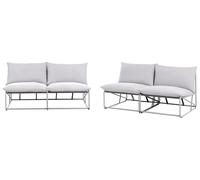 Beliani Canapé avec 2 Fauteuils Métal Assise Large avec Coussins d'Assise et Dossier Mobilier Intérieur et Extérieur sans Accoudoirs Jardin Gris Pico