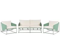 Beliani Canapé avec 2 Fauteuils Métal Assise Large avec Coussins Dossier Mobilier Intérieur et Extérieur Jardin Vert Ponte