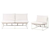 Beliani Canapé avec Fauteuil Métal Assise Large avec Coussins d'Assise et Dossier Mobilier Intérieur et Extérieur sans Accoudoirs Jardin Beige Pico