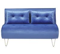 Beliani Canapé Banquette Convertible 2 Places Lit d'Appoint en Velours Vert Foncé avec Pieds en Métal Doré Design Glamour Moderne