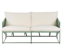 Beliani Canapé Bas 2 Places en Métal Assise Large avec Coussins d'Assise et Dossier Mobilier Intérieur et Extérieur Jardin Vert Ponte