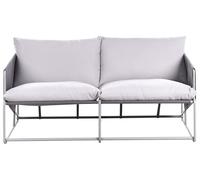 Beliani Canapé Bas 2 Places en Métal Assise Large avec Coussins d'Assise et Dossier Mobilier Intérieur et Extérieur Jardin Gris Ponte
