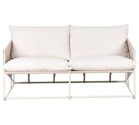 Beliani Canapé Bas 2 Places en Métal Assise Large avec Coussins d'Assise et Dossier Mobilier Intérieur et Extérieur Jardin Taupe Ponte