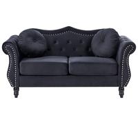 Canapé Chesterfield 2 places en velours noir SKIEN - BELIANI - Elégance - Chic - Fixe - Moelleux