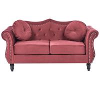 Beliani - Canapé Chesterfield 2 Places - Skien - Velours, Rouge