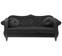 Canapé Chesterfield 3 places en velours noir - BELIANI - SKIEN - Élégance - Chic - Moelleux