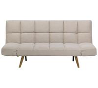 Beliani Canapé Clic-Clac 3 Places en Tissu Beige avec Fonction Couchage Confortable pour Salon Scandinave Moderne