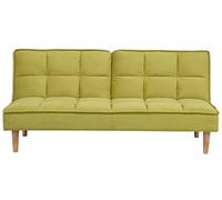 Beliani Canapé Clic-Clac 3 Places Revêtement en Tissu Vert à Carreaux avec Fonction Lit pour Salon Scandinave Moderne