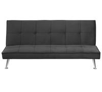 Beliani Canapé Clic-Clac 3 Places Tissu Gris Métal et Bois Matelassé Confortable Hasle II