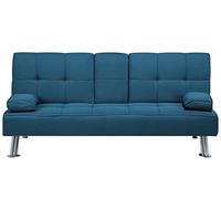Beliani Canapé Clic Clac Convertible 3 Places en Tissu Bleu avec Pieds Argentés Design Ultra Moderne pour Salon Confortable