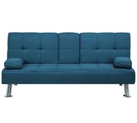 Beliani Canapé Clic Clac Convertible 3 Places en Tissu Bleu avec Pieds Argentés Design Ultra Moderne pour Salon Confortable