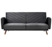 Beliani Canapé Convertible Clic Clac 3 Places en Velours Noir avec Espace de Couchage Confortable Idéal pour Salon au Style Glamour et Rétro