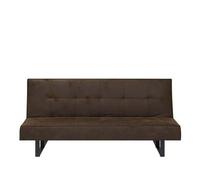 Beliani Canapé Convertible Clic Clack 3 Places en Cuir PU Marron Espace de Couchage Confortable et Design Moderne