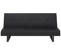 Beliani Canapé Convertible Clic Clack 3 Places en Cuir PU Noir Espace de Couchage Confortable et Design Moderne
