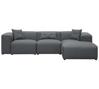 Beliani - Canapé d'Angle 3 Places - Dolva - Tissu, Gris Foncé