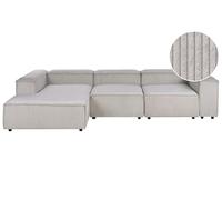 Beliani Canapé d'angle à Droite en Velours Côtelé Modulaire 4 Places Pieds Noirs Taupe Ardal