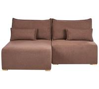 Beliani Canapé d'angle à Droite Minimaliste en Bouclé Modulable Fonction Couchage Espace de Rangement Marron Nerbo