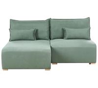Beliani Canapé d'angle à Droite Minimaliste en Tissu Modulable Fonction Couchage Espace de Rangement Vert Clair Nerbo