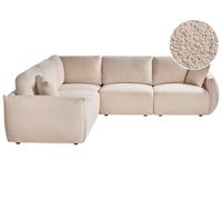 Beliani Canapé d'angle à Droite Moderne en Bouclé Modulable 5 Places avec Coussins Beige Mesnali