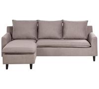 Beliani Canapé d'angle à Droite Moderne en Tissu avec Pieds en Bois Massif Polyester Taupe Elvenes