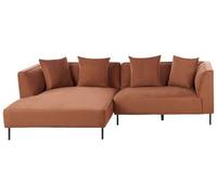 Beliani Canapé d'angle à Droite Moderne en Tissu Chenille 3 Places avec Accoudoirs Marron Sater