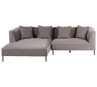 Beliani Canapé d'angle à Droite Moderne en Tissu Chenille 3 Places avec Accoudoirs Taupe Sater