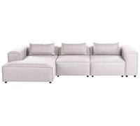 Beliani Canapé d'angle à Droite Modulable Moderne en Tissu 4 Places avec Accoudoirs Marron Clair Brande