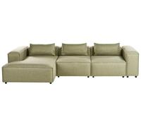 Beliani Canapé d'angle à Droite Modulable Moderne en Tissu 4 Places avec Accoudoirs Vert Clair Brande