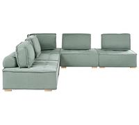 Beliani Canapé d'angle à Droite Modulaire Moderne 5 Places en Tissu Hydrofuge Pieds en Bois Forme en L Meuble Salon Vert Clair Tibro