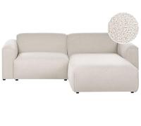 Beliani Canapé d'angle à Gauche en Bouclé 3 Places Pieds en Pin Meuble de Salon Beige Faaborg