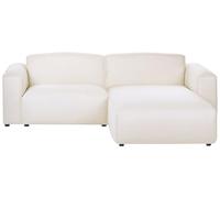 Beliani Canapé d'angle à Gauche en Tissu 3 Places Pieds en Pin Meuble de Salon Blanc Cassé Faaborg