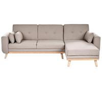 Beliani Canapé d'angle à Gauche en Tissu Rembourré en Forme de L Convertible avec Coussins Beige Kaarina