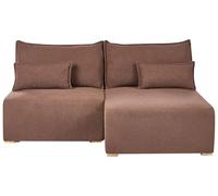 Beliani Canapé d'angle à Gauche Minimaliste en Bouclé Modulable Fonction Couchage Espace de Rangement Marron Nerbo