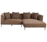 Beliani Canapé d'angle à Gauche Moderne en Tissu 3 Places avec Accoudoirs Marron Sater