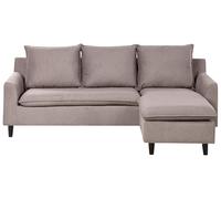 Beliani Canapé d'angle à Gauche Moderne en Tissu avec Pieds en Bois Massif Polyester Taupe Elvenes