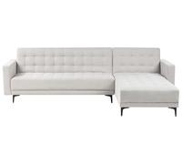 Beliani Canapé d'angle à Gauche Moderne en Tissu Capitonné Convertible Fonction Couchage Modulable 4 Places Gris Clair Aberdeen
