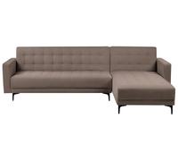 Beliani Canapé d'angle à Gauche Moderne en Tissu Capitonné Convertible Fonction Couchage Modulable 4 Places Taupe Aberdeen